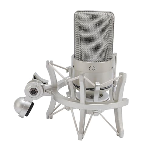 Ouitble XLR Studio Microfono 26 Mm Grande Microfono a Condensatore a Membrana con Supporto per la Produzione Musicale Canto e Podcast (Oro)