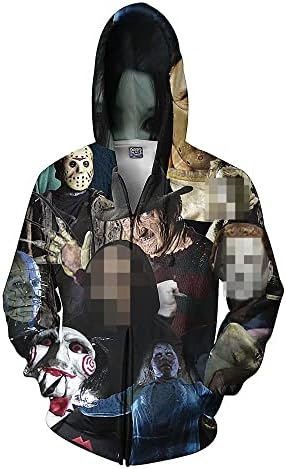 My Sky Men's Hoodies Sweatshirt Pullovers 3D Print Tracksuit Jacket for Halloween with Zipper