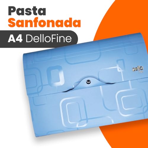 Pasta sanfonada A4 com 12 divisórias Azul 6070.c Dello