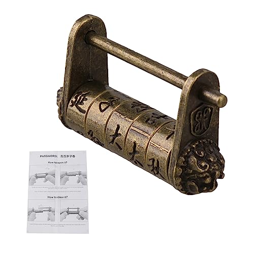 RDEXP Vintage Antique Suitcase Metal Chinese Characters Password Lock Padlock