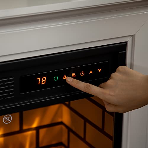 ESPIDOO Electric Fireplace Heater with Remote Control: Modern White Freestanding Fireplace with Dimmable Flame Effect - 1400W Space Heater for Home Office & Living Room with Temperature Control & Time - Image 8