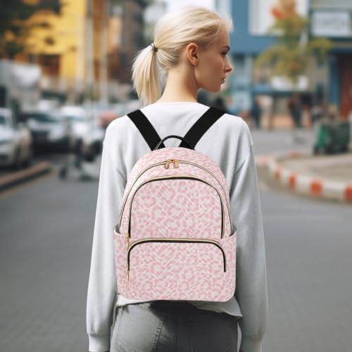 Image of ALAZA Pink Leopard Cheetah Print Small Backpack Purse for Women Travel Bag Fashion Daypack Back Pack Shoulder Bag