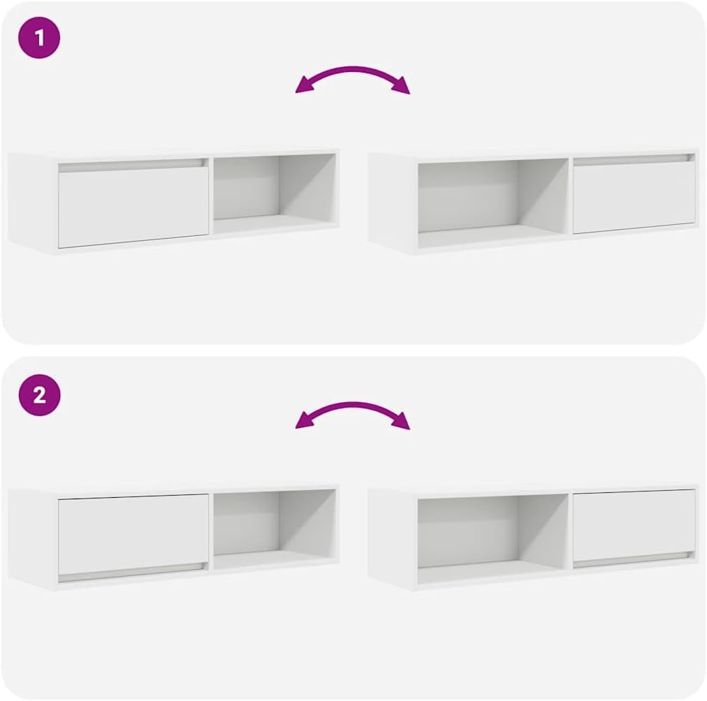 Diagram showing two possible configurations of the TV cabinet