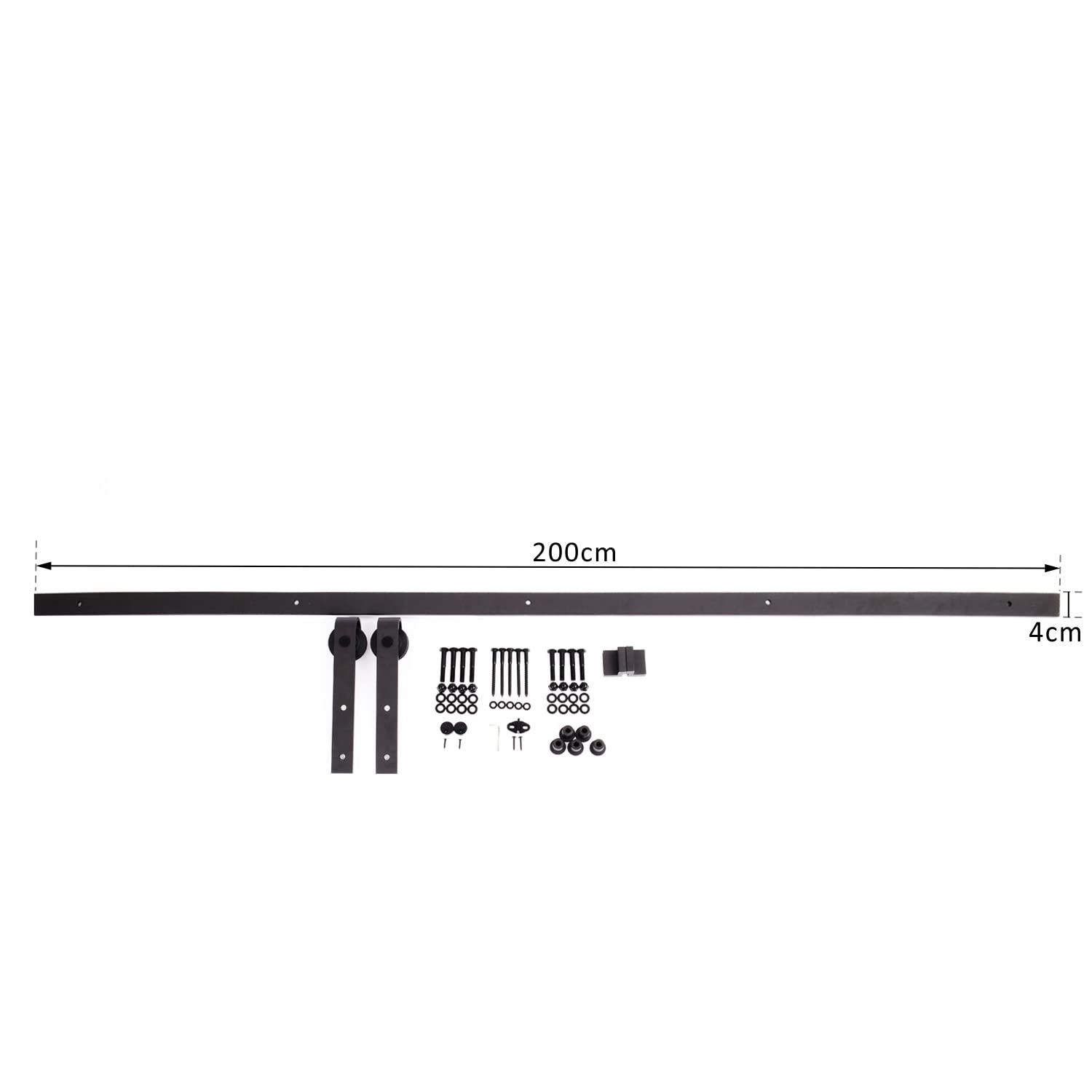 HOMCOM 200 cm Herraje para Puerta Corredera de Madera Máx. 90 kg Marrón