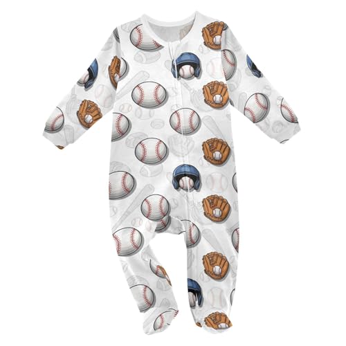 Emelivor Baseball Gloves White Baby Newborn One-Piece Clothes Cotton Sleepwear Outfits for Girls Boys