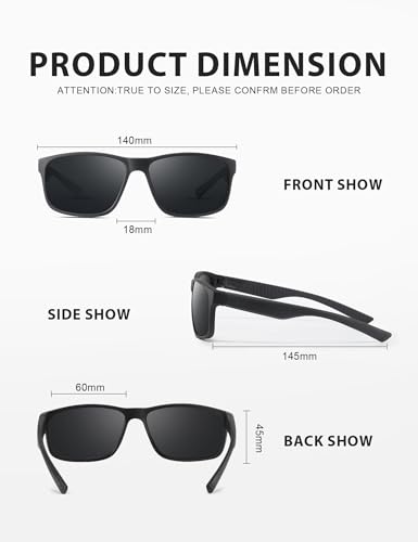 Image of Polarized Sunglasses for Men Women, Lightweight Square Mens Sunglasses UV Protection for Driving Fishing Golf
