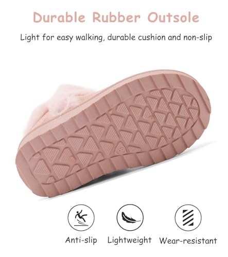 Image of Cubufly Toddler Little Girls Boots Warm Winter Kids Ankle Fur Lined Snow Shoes Non-Slip