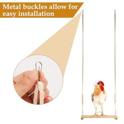 Image of NQEUEPN Chicken Swing Toy, Wooden Hen Swing Hanging Chicken Perch Ladder Swing Wood Stand Decorative Chicken Coop Accessories Toys Supplies for Rooster Chicken Owners & Lovers, Medium