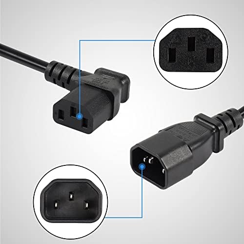 CERRXIAN IEC 320 C14 to 90 Degree C13 PDU Power Supply Extension Cable,C14 Male to Right Angle C13 Female 3 Pin Power Cord for Monitors,Computers,Etc-0.4M/15.7inch