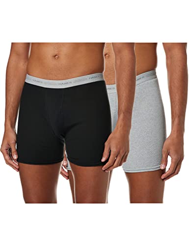 Hanes Men's Cool Dri Tagless Boxer Briefs with Comfort Flex Waistband, Multipack, 2 Pack - Black/Gray Assorted, Large