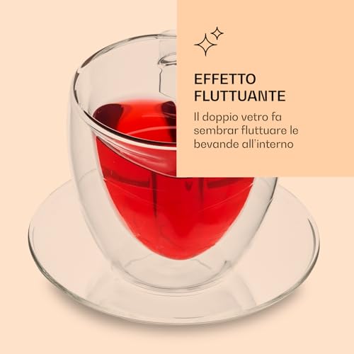 Feelino 1X Tazza Da Tè In Vetro A Doppia Parete, Bicchieri Da Tè A Forma Di Cuore, 350 Ml, Bicchieri Da Tè Lavabili In Lavastoviglie, Bicchieri Da Tè Termici, Bicchieri Da Tè Con Effetto Galleggiante - 5