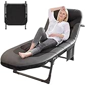 Portable Cot for Camping Adult, Folding Camping Cot with Thick Mattress, Pillow, Adjustable Cots for Sleeping with Pad, 26" Wide, for Home Office Nap Beach Travel Hiking (Gray)