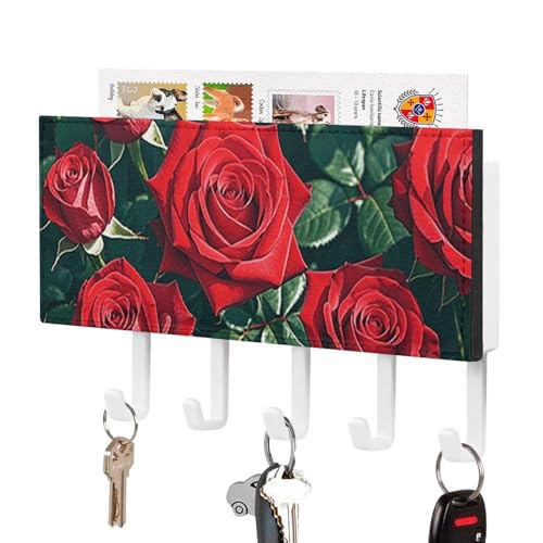 Llavero romántico Red Rose con 5 ganchos para pared de pasillo y decoración 2