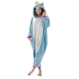 Emolly Fashion Adult Unicorn Animal Onesie Costume Pajamas for Adults and Teens (Medium, Blue)