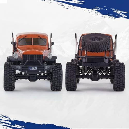 Image of EAZYRC FMS Rochobby 1 /10 Atlas Ready Set RC Crawler RC Truck 4X4 with Lighting, 2.4GHz Radio,Ball Bearing, Metal-Gear Full,4 Link Suspension,Rapid Separation Car Body for Adult (Orange)