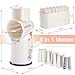 ENERGEVITY Manual Rotary Cheese Grater with Handle, 5 in 1 Replaceable Stainless Blades Cheese Shredder,Strong Suction Base Vegetable Slicer with Cleaning Brush & Bonus Storage Box for Blades (white)