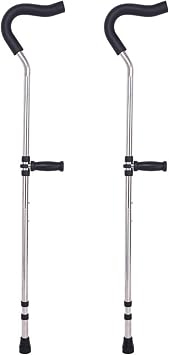 Adjustable Underarm Crutches, Adult Walking Crutches, 10-Speed Height Adjustable, Spring Shock Absorption, Suitable for Men/Women, 1 Pair