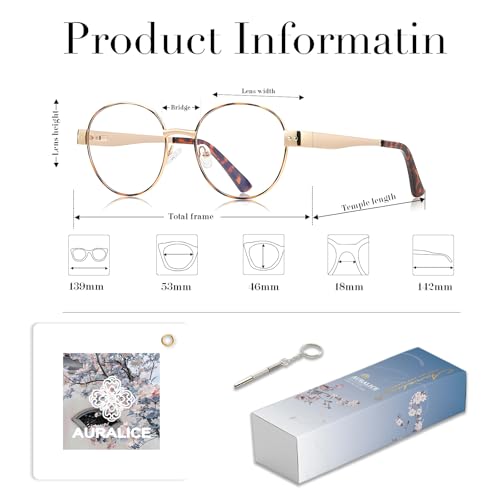 Auralice 2 Pack Black and Tortoise Round Blue Light Glasses for Women and Men, Metal Frame with Spring Temple, Designer Reading Blocker Eyewear for Gaming Lunar Scholar by Auralice - Image 5