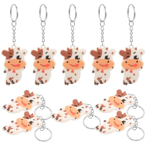 SHOWERORO Llavero de Dibujos Animados Forma de Vaca Set de 10 Piezas Colores Surtidos Llavero Creativo de Silicona Suave Decoración para Llaves y Colgante para Bolsos Obsequio Adecuado