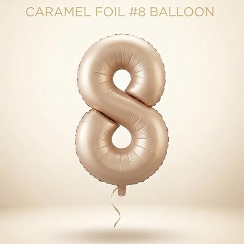 Image of Atpata Funky #8 Elegant Caramel Colour JUMBO 40 INCH Number Balloons Set | 0 to 9 Digit Shapes | Decorative Balloons for Milestones & Celebrations