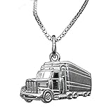 GravUp: Silber Anhänger LKW_925 Sterling Silber + Silber Trägerkette/Halskette 50 cm.