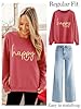 WIEIYM Women's Sweatshirts Happy Sweatshirt Letter Graphic Crewneck Sweatshirt Funny Long Sleeve Tops Basic Pullover for Spring Autumn Winter #1