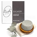 Ruh Natural Shampoo Bar for Oily Hair, Handmade Sulfate Free Shampoo Bars with Bentonite Clay and Gardenia Sent, Vegan and Zero-Waste Eco-Friendly, Silver (1ct)