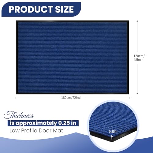 Door Mat Heavy Duty Outdoor Indoor Doormat Low Profile Front Door Mat Large 48x72 inch Blue Entrance Welcome Mats Easy Clean Patio Entrance Mat Waterproof Anti-Skid Rubber Backing by REWOMC - Image 2