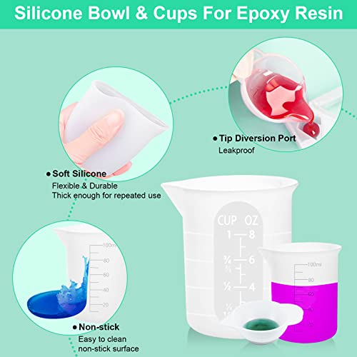 7 Pcs Silicone Measuring Cups Kits, 1 Pc 250Ml Silicone Cups, 4 Pcs 100Ml Non-Stick Mixing Cups, 2 Pcs 10Ml Silicone Mold Cup Dispenser, For Casting Moulds, Jewelry Making, Diy, Crafts #TOP3