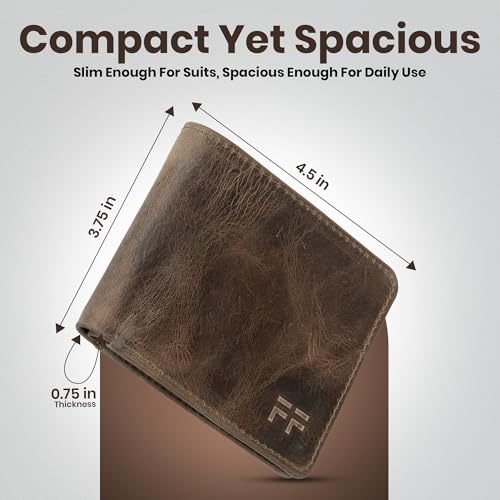 Genuine Cow Hide Brown Bifold Leather Wallets for Men with RFID Blocking & Premium Box | Two Tone, Slim, Durable Bifold Wallet for Men | RFID Wallet for Men with 1 ID Window,10 Slots.3