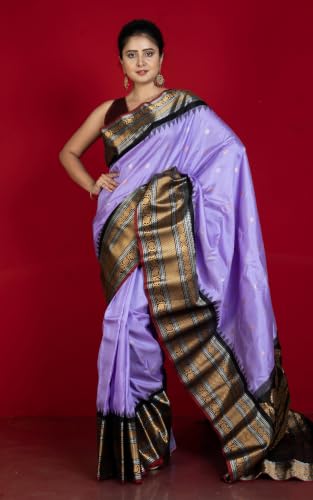 Bengal looms India Weaves of Elegance purple gadwal silk saree – image 2