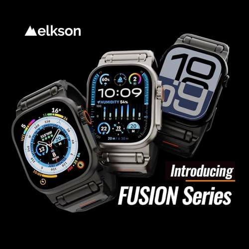 elkson Fusion Series made for Apple Watch band Ultra 3 2 1 49mm 11 10 46mm 9 45mm SE3 44mm – Durable Stainless Steel Silicone Strap, Sweat-Resistant Breathable Secure Fit for Sports, Titanium Silver — view 6