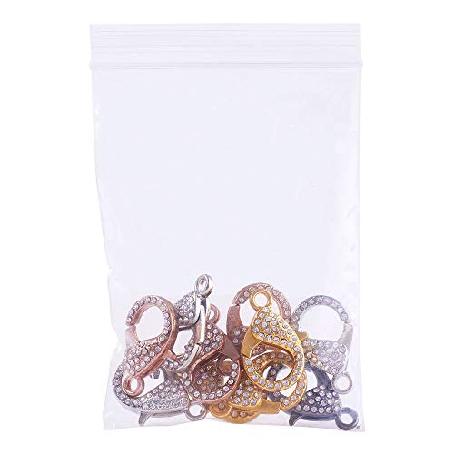 Kissitty 10Pcs Rhinestone Lobster Claw Clasps 31X22Mm Random Mixed Color Alloy Metal Necklace Clasp For Jewelry Necklaces Bracelet Making #TOP6