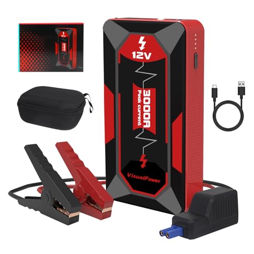 3000A Portable Car Jump Starter, 12V Battery Booster for 6.0L Gas/4.0L Diesel, 9 Safety Protections - image 1