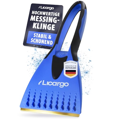 LICARGO Eiskratzer Auto Messingklinge - Eisfrei in einem Zug & schonend zur Scheibe - Scheibenkratzer Auto für Dickes EIS, Rutschfester Griff & kompakt - Autokratzer [Made in Germany]