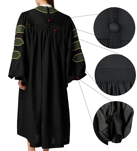Image of MyGradDay Unisex Deluxe Graduation Doctorate Robe with Gold Piping Available for Customization