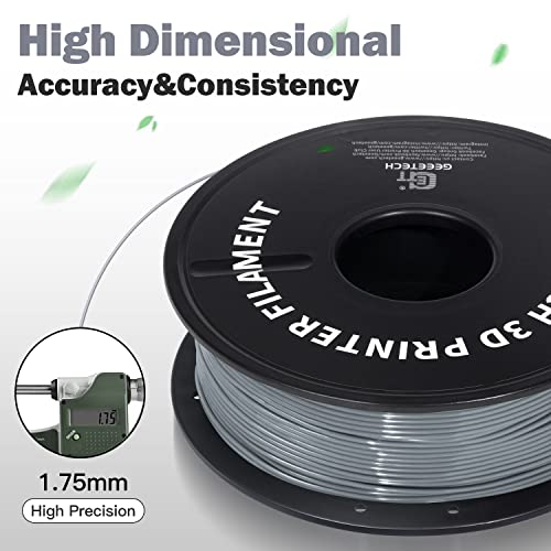 Image of Geeetech TPU Filament 1.75mm - 95A Flexible 3D Printer Filament with High Elasticity, 1KG (2.2lbs) Spool, Dimensional Accuracy ±0.03mm, Fits Most FDM Printers (Grey)