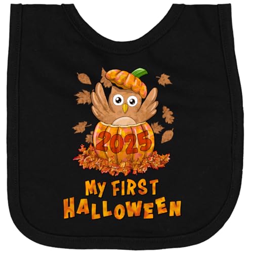inktastic My First Halloween 2025- Owl in Pumpkin Newborn Bib