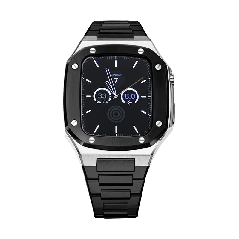 Kit modification acier inoxydable iWatch 45mm bracelet métal Apple Watch 44mm DIY