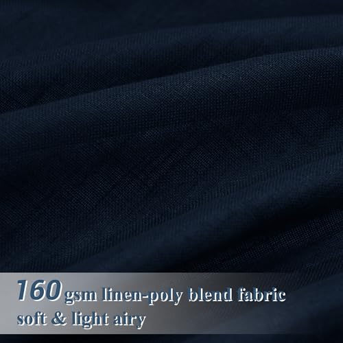 Image of Joywell Linen Curtains 84 Inches Long for Living Room Navy Blue