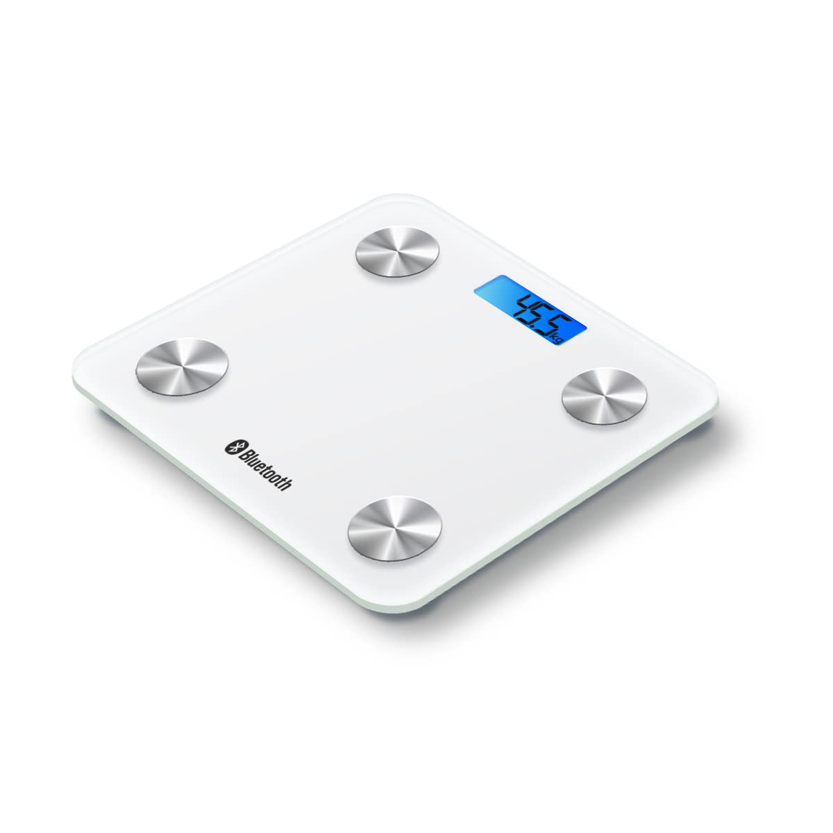 HF Bilancia Pesapersone, Professionale Impedenziometrica Bluetooth Digitale con App Misura Peso Corporeo, Massa Grassa, BMI, Massa Muscolare, Massa Ossea, Proteine (Bianco con retroilluminazione blu)