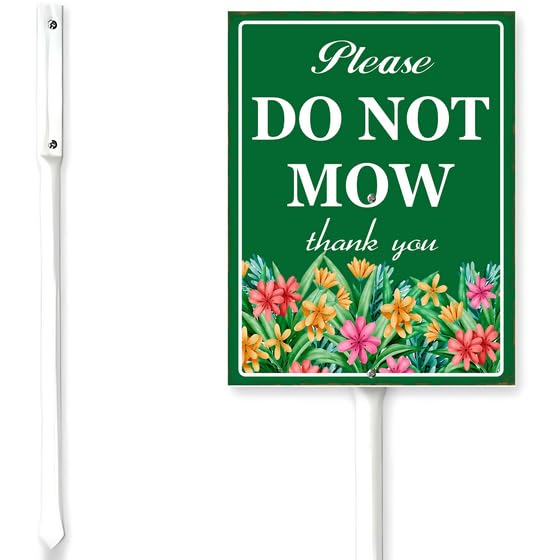 Horienteeon Garden Sign Do Not Mow Sign With Stake No Mowing No Trespassing Private Property Neighborhood Grass Aluminium Garden Grassland/Lawn Decorations 6x4.6"