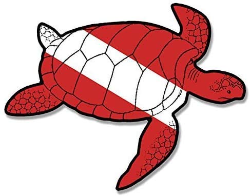 Sea Turtle Shaped Scuba Dive Flag 3M Reflective Sticker| Diving Decal