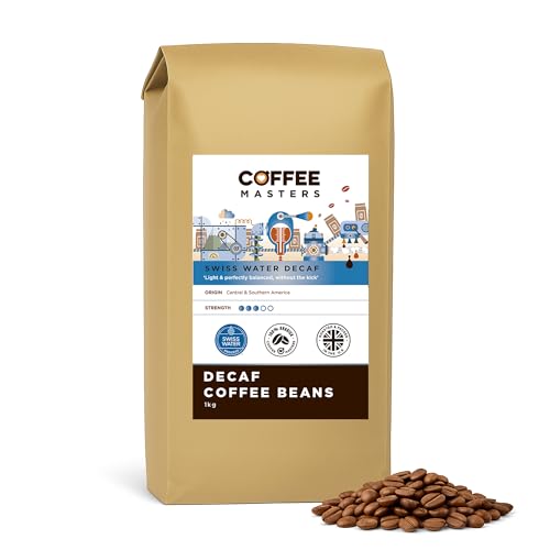 Coffee Masters Swiss Water Decaf Coffee Beans 1kg - 100% Arabica Naturally Decaffeinated Bean - Great Taste Award Winner