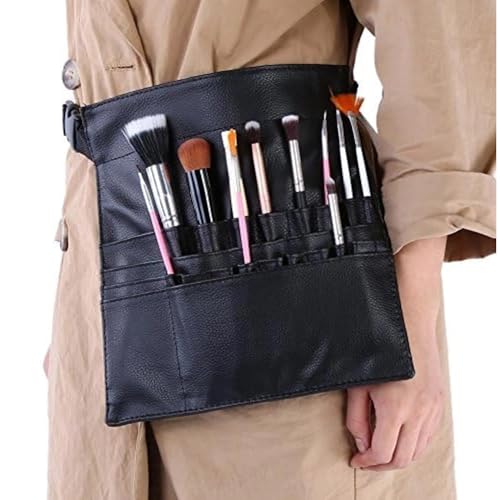 Borsa per Spazzole per Trucco,Portatile Sacche in Morbida Pelle Pu Cosmetica per Truccatore,Professionale Multifunzione Pennello Trucco Grembiule,