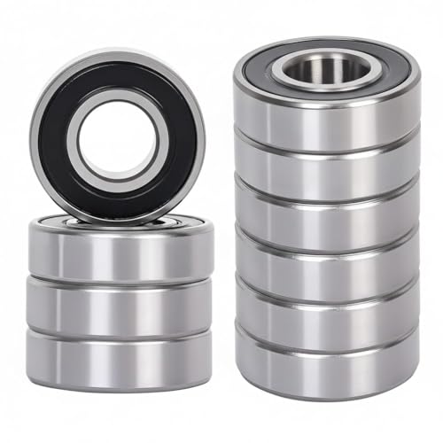 10 Pack 6200 2RS Ball Bearings 10x30x9mm, Double Rubber Sealed, High Load Chrome Steel Deep Groove Bearing for ATVs, Dirt Bike Wheels, Water Pumps, and Electric Motors
