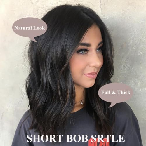 Clip in Hair Extensions 4PCS Black Hair Extensions Clip ins for Women 10 Inch Body Wave Short Wavy Hair Extensions Thick Syntheitc Hairpieces - Image 6