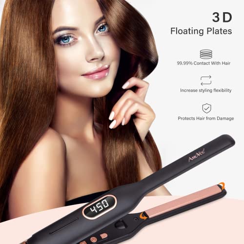 Amovee Pencil Flat Iron, Mini Hair Straightener For Short Hair Beard Pixie Cut, 1/2 Inch Titanium Ceramic Iron With Lcd Temperature Display, Dual Voltage, Auto Shut Off #TOP1
