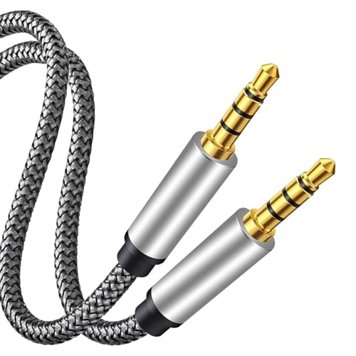 Cable alargador Jack 3.5 mm TRRS 4 Pines, Cable Aux Macho a Macho, Compatible con Auxiliar para Radio de Coche, Cascos, PS5, Xbox, Reproductor DVD, Altavoz,PC,TV, Nylon trenzado, 5 metros