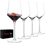 BACLIFE Verres à vin rouge soufflés à la main 4, Prime 15 oz Verres à vin en cristal à longue tige – Cadeau unique pour mariage, anniversaire, Noël, utilisation quotidienne
